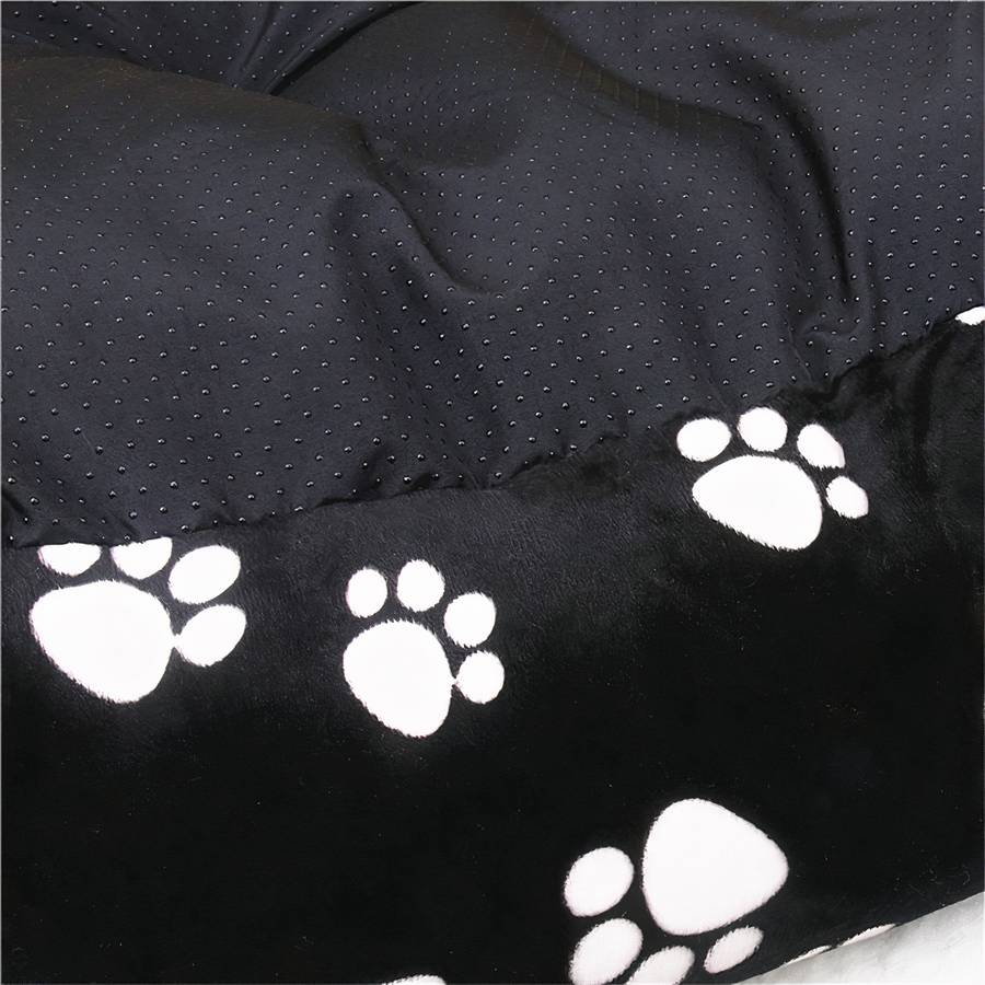 Large Black Dog Bed with Paw Print XXL for Big Dogs