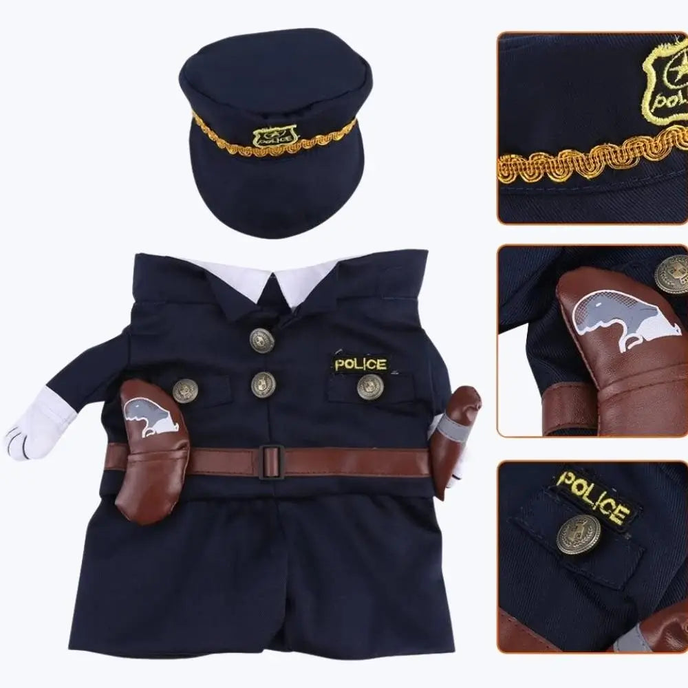 Police Officer Costume for Cats Cat Cop Outfit Pet Police Uniform Shirt for Cats