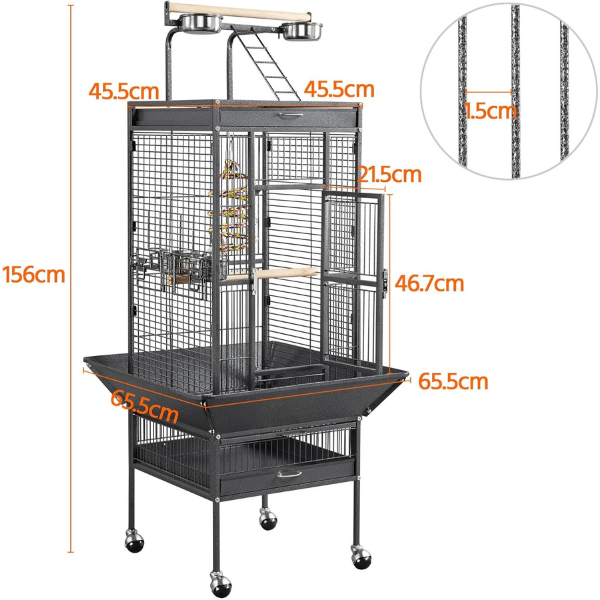 Bird Cage Aviary 18 x 14 x 39 Inch Large Bird Cage with Spacious Enclosure