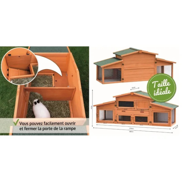 Outdoor Rabbit Hutch Cage 185x51x75cm Small Animal Pet House Enclosure