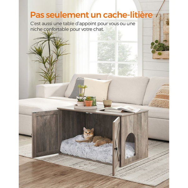 Cat Litter Furniture with Removable Divider - Cat Toilet House for Indoor Pets