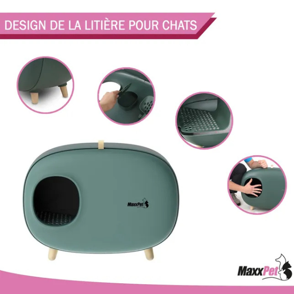 Covered Cat Litter Box Enclosed Cat Toilet with Lid 23.5x15x18 Inches Cat Loo House