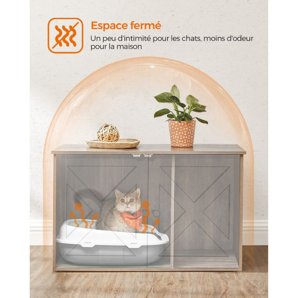 Cat Litter Furniture with Removable Divider - Cat Toilet House for Indoor Pets