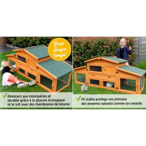 Outdoor Rabbit Hutch Cage 185x51x75cm Small Animal Pet House Enclosure