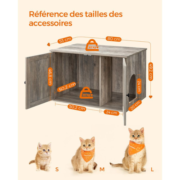 Cat Litter Furniture with Removable Divider - Cat Toilet House for Indoor Pets
