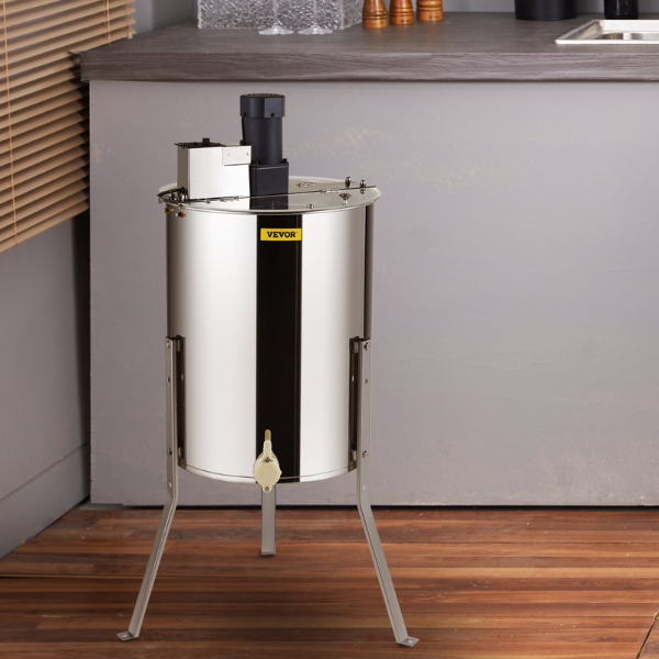 Electric Stainless Steel Honey Extractor 4/8 Frame Centrifuge Honey Separator with Lid 140W Adjustable Height for Beekeeping