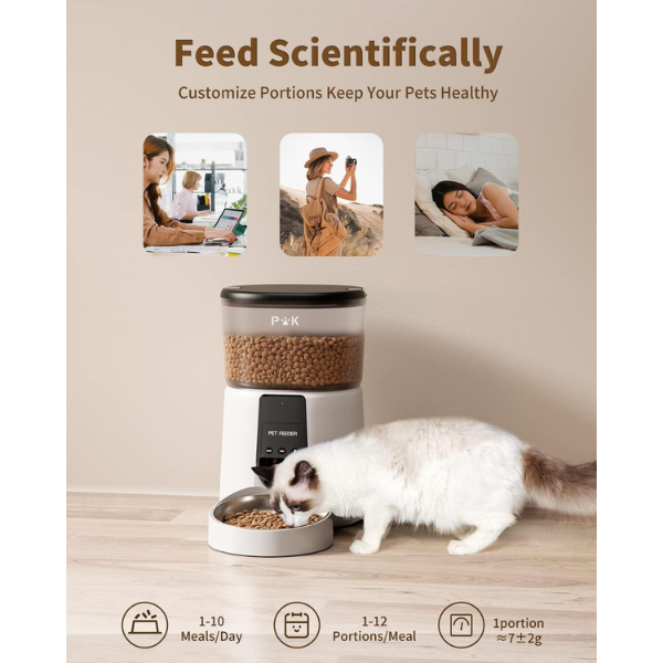 Smart Cat Feeder Automatic Connected Dry Food Dispenser for Cats