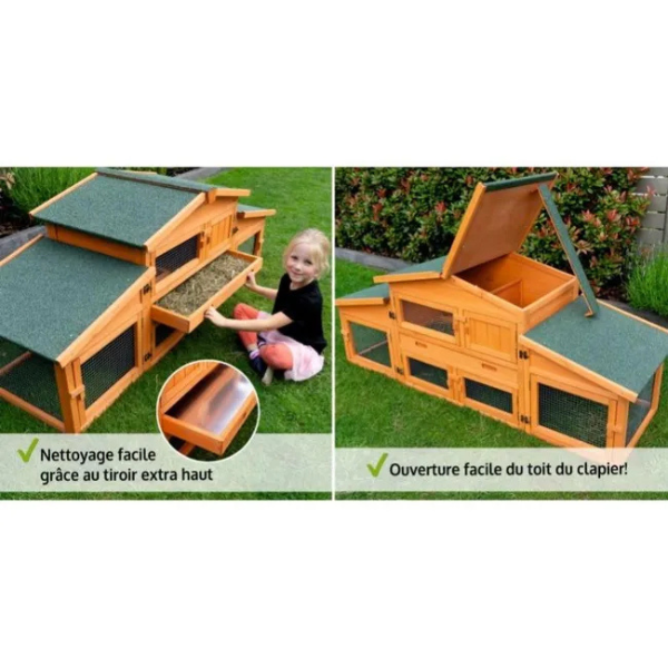 Outdoor Rabbit Hutch Cage 185x51x75cm Small Animal Pet House Enclosure