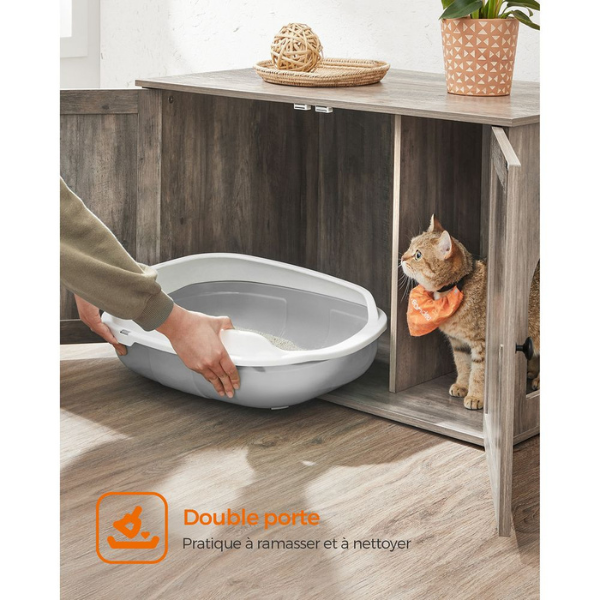 Cat Litter Furniture with Removable Divider - Cat Toilet House for Indoor Pets