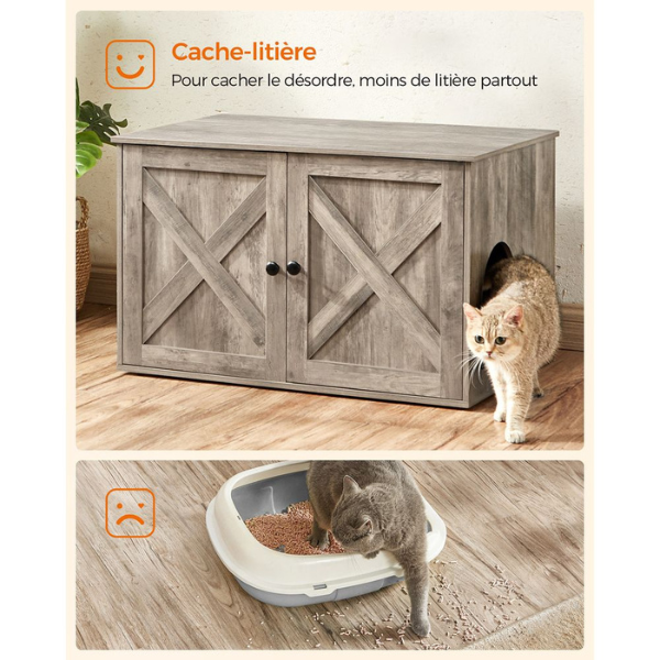 Cat Litter Furniture with Removable Divider - Cat Toilet House for Indoor Pets