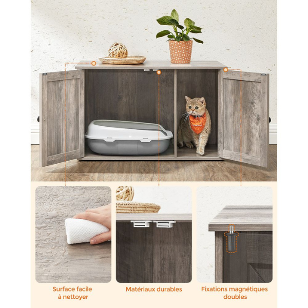 Cat Litter Furniture with Removable Divider - Cat Toilet House for Indoor Pets