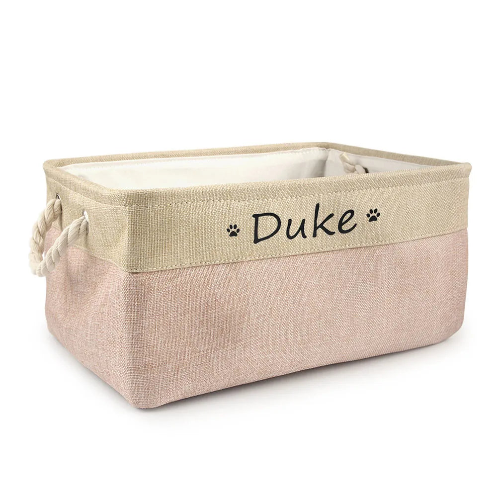 Personalized Custom Pet Storage Basket Organizer for Dog Cat Supplies