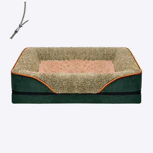 Stylish Green and Beige Dog Sofa Bed Comfortable Pet Couch for Small and Medium Dogs