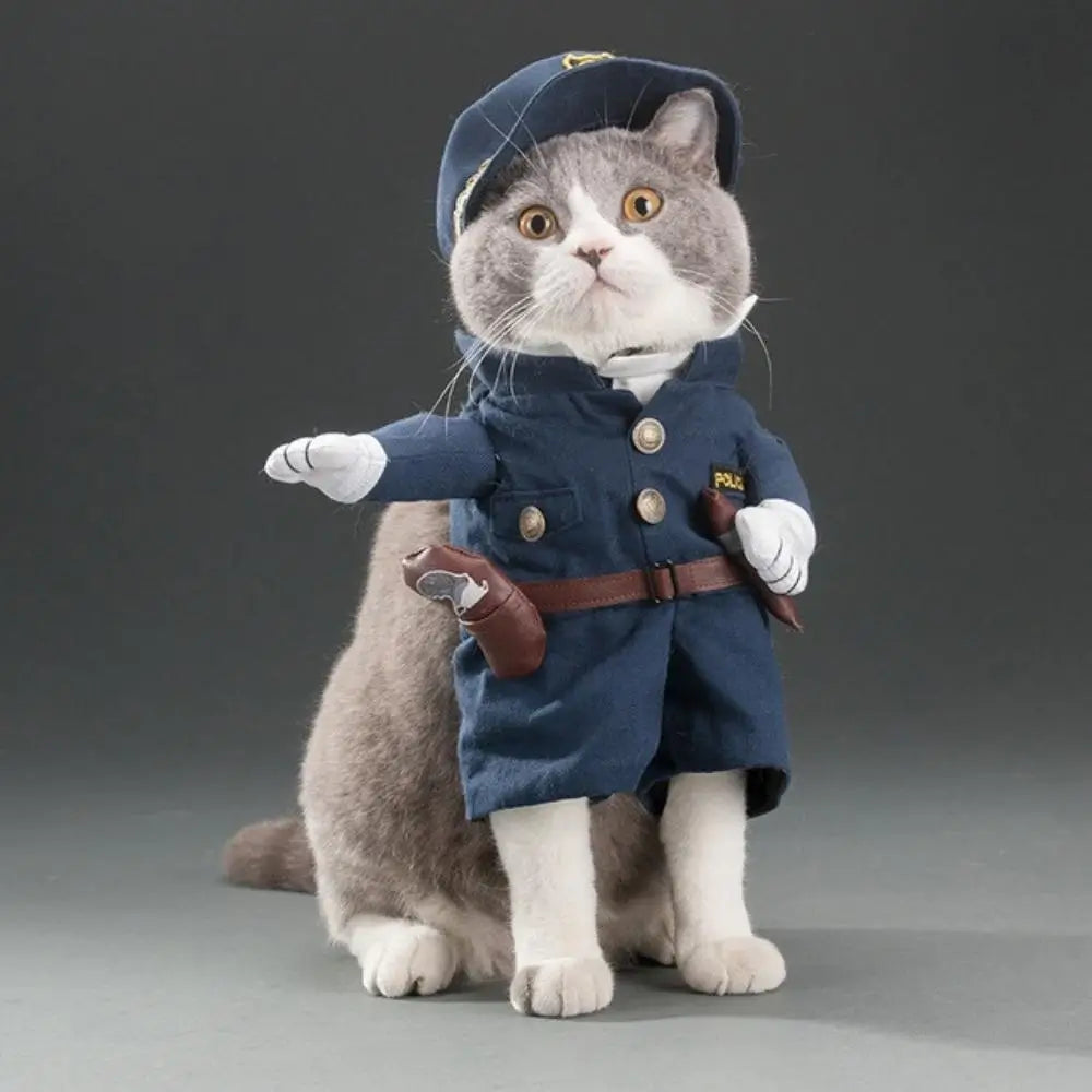 Police Officer Costume for Cats Cat Cop Outfit Pet Police Uniform Shirt for Cats