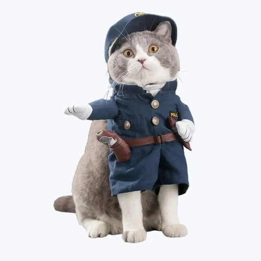 Police Officer Costume for Cats Cat Cop Outfit Pet Police Uniform Shirt for Cats