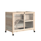 Two Tier Rabbit Hutch on Wheels with Enclosed Nest and Removable Droppings Tray