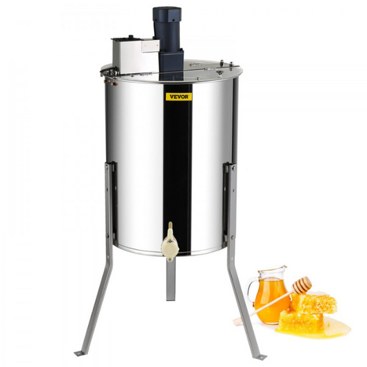 Electric Stainless Steel Honey Extractor 4/8 Frame Centrifuge Honey Separator with Lid 140W Adjustable Height for Beekeeping