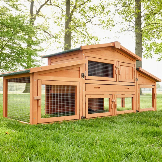 Outdoor Rabbit Hutch Cage 185x51x75cm Small Animal Pet House Enclosure
