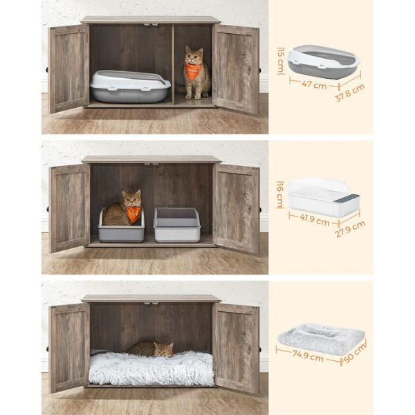 Cat Litter Furniture with Removable Divider - Cat Toilet House for Indoor Pets