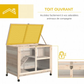 Two Tier Rabbit Hutch on Wheels with Enclosed Nest and Removable Droppings Tray