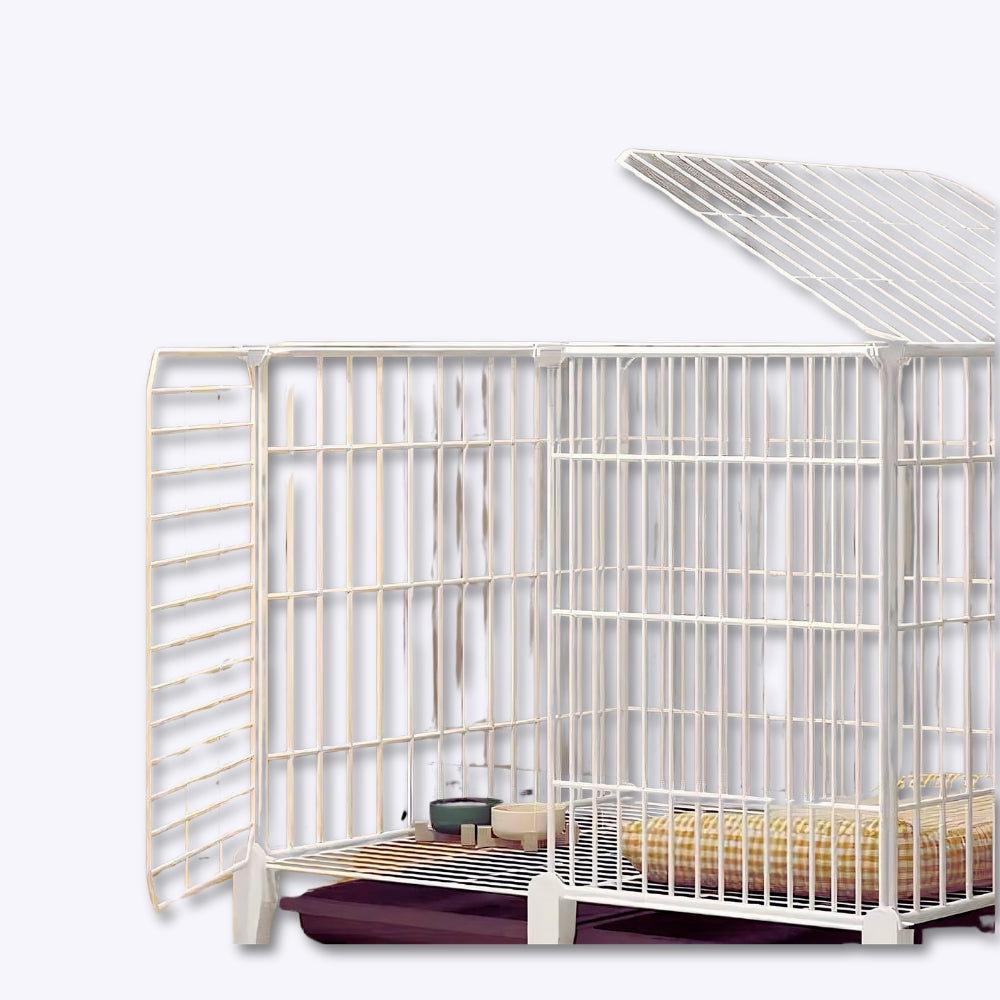 White Dog Exercise Pen with Double Gate Indoor Outdoor Pet Playpen Fence Yard Enclosure