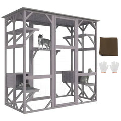 Large 7-Tier Cat Cage Multi-Level Cat Playpen with Bedding Space