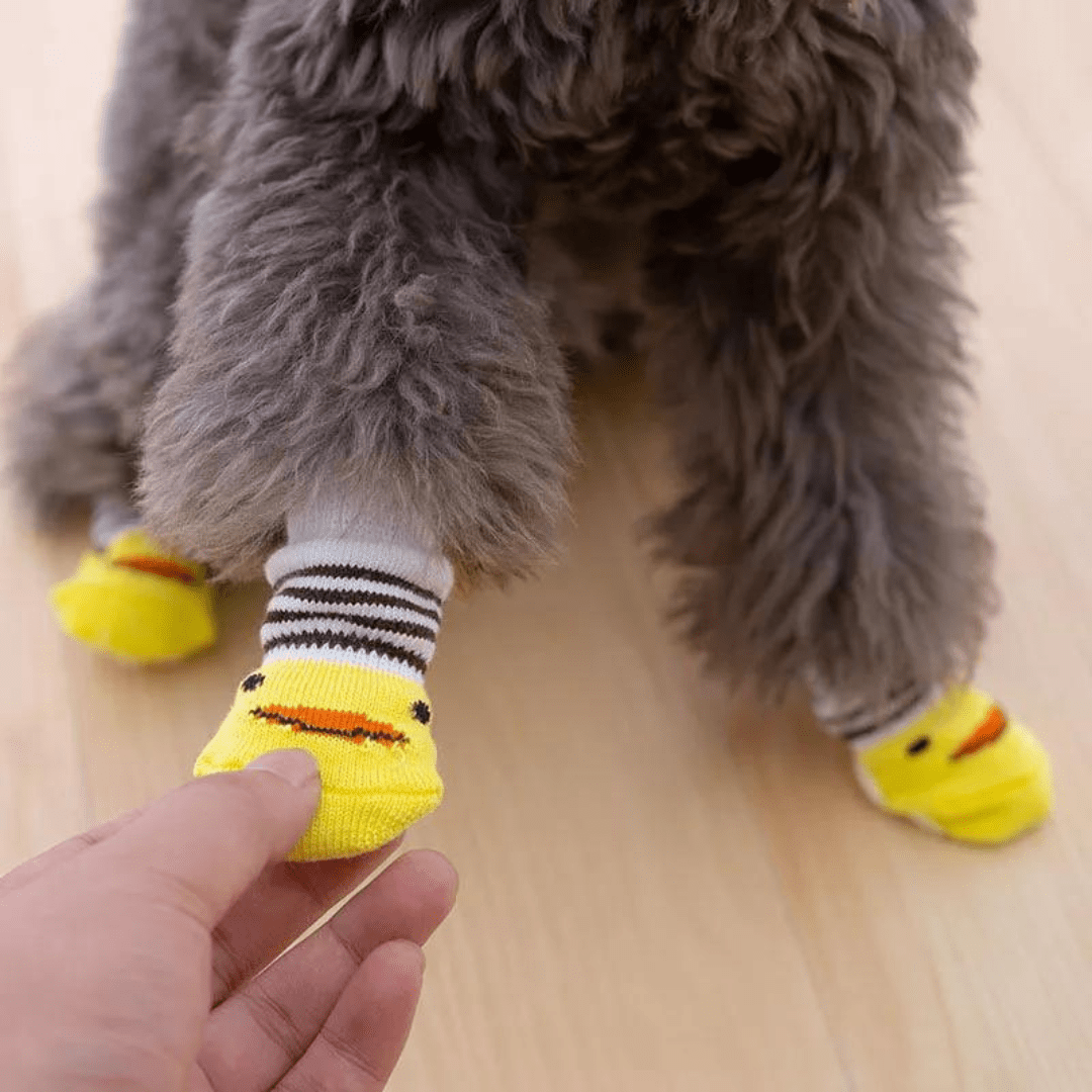 Dog Socks Yellow Striped Non Slip Pet Booties