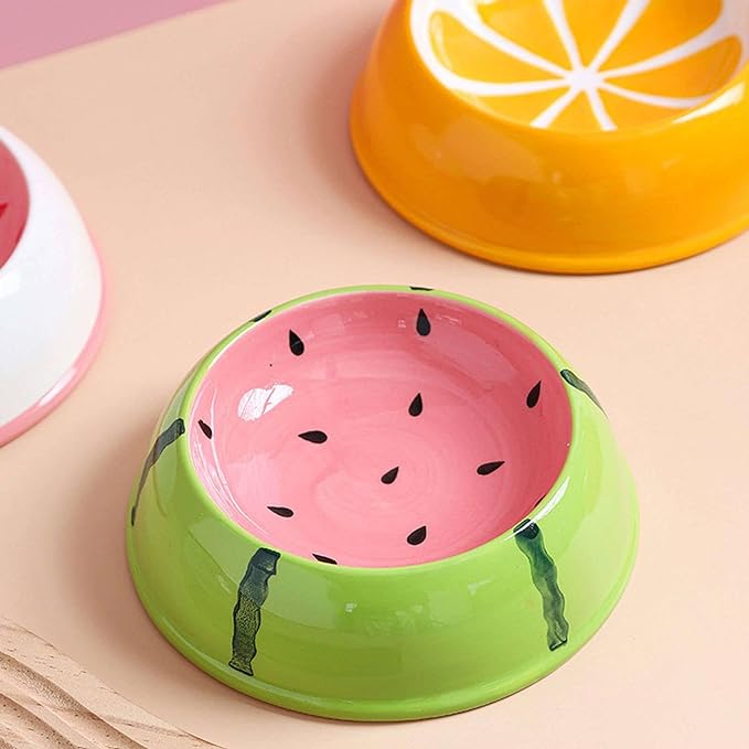 Small Ceramic Dog and Cat Bowl Fruit Design Pet Dish
