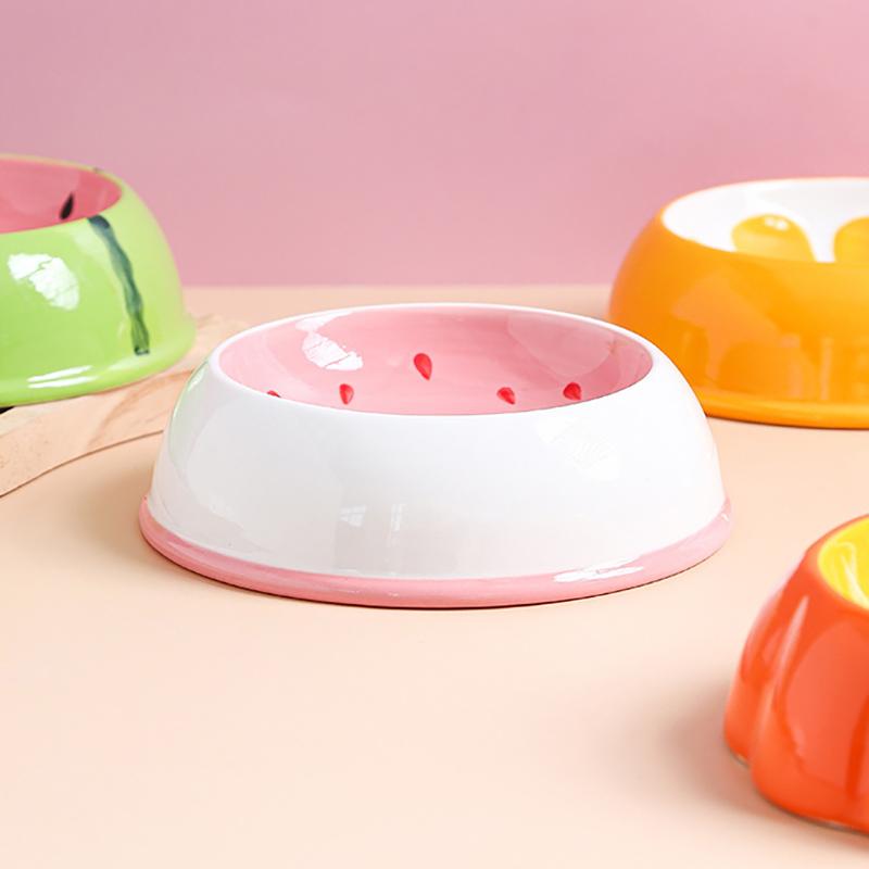 Small Ceramic Dog and Cat Bowl Fruit Design Pet Dish