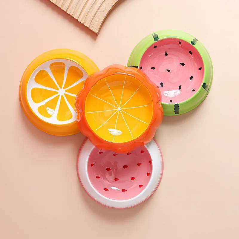Small Ceramic Dog and Cat Bowl Fruit Design Pet Dish