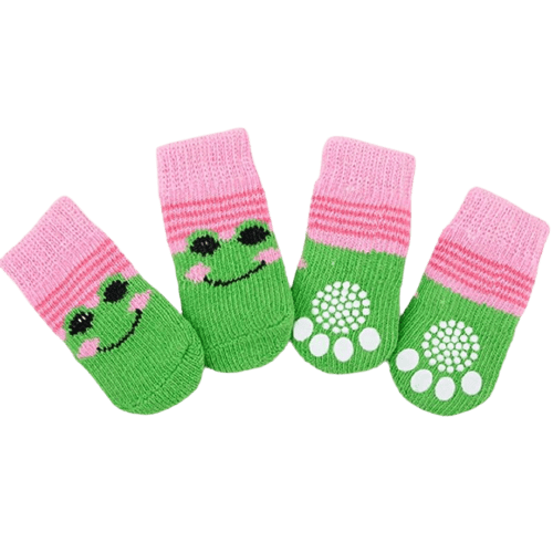 Dog Socks with Frog Design Cute Pet Socks for Small and Medium Dogs