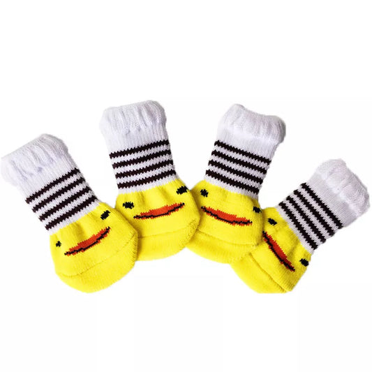 Dog Socks Yellow Striped Non Slip Pet Booties