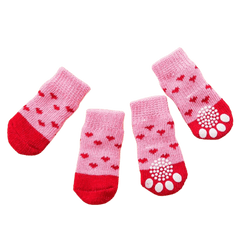 Dog Socks Pink Heart Pattern
